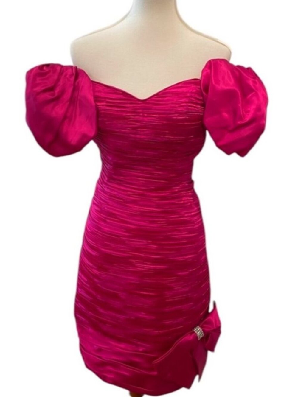 Vintage Formal Dress XS Cocktail Party Homecoming Jewel Occasion Pink 80s Glam